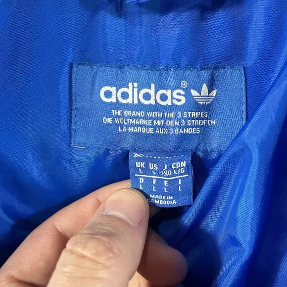 Adidas Originals Trefoil Down Puffer Jacket Blue Men’s Large G84538 Vintage Vibe - Picture 4 of 9